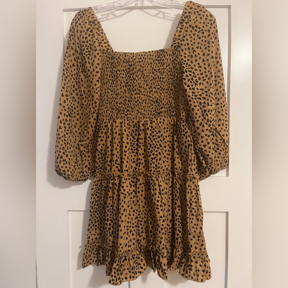 Running Through Gardens Brown Leopard Print Dress